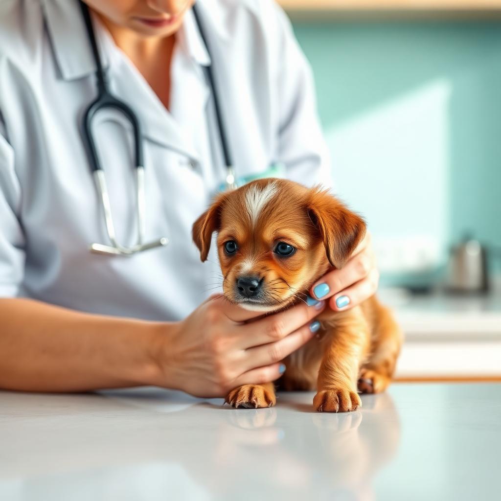 Vet caring for a puppy